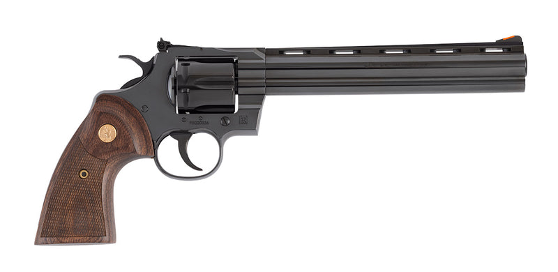 Colt Mfg PYTHONBP8WTS Python 357 Mag/38 Special 6 Shot 8" Blued Carbon Steel Vent Rib Barrel, Cylinder & Frame, Wood Grip, Exposed Hammer