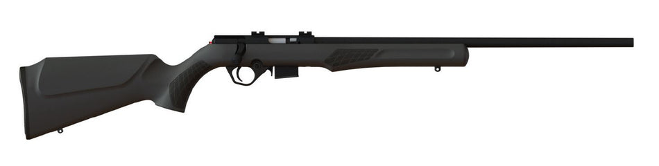 Rossi RB17H2111 RB17 Full Size 17 HMR 5+1, 21" Matte Black Button Rifled Free Floating Steel Barrel, Matte Black Stainless Steel Receiver, Black Fixed Monte Carlo Stock, Right Hand