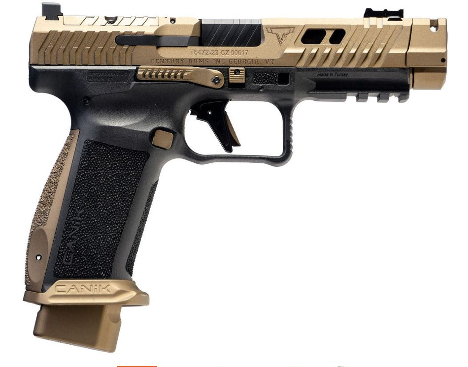 Canik HG7854N TTI Combat Full Size Frame 9mm Luger 18+1 4.60" Black Nitride Fluted/Ported Barrel, Burnt Bronze Cerakote Optic Cut/Serrated Steel Slide, Black Polymer Frame w/Picatinny Rail