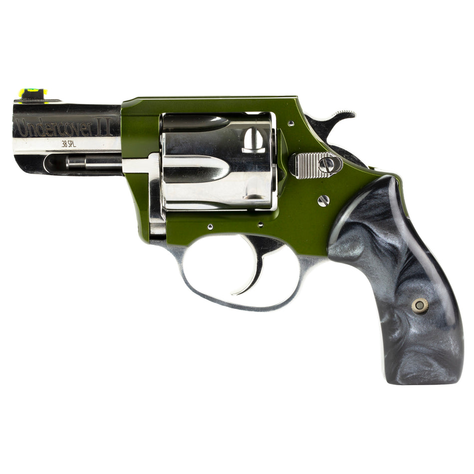 Charter Arms 53624 Undercover II Large 38 Special, 6 Shot 2.20" High Polished Stainless Steel Barrel & Cylinder, OD Green Anodized Aluminum Frame, Black Pearlite Grip, Exposed Hammer