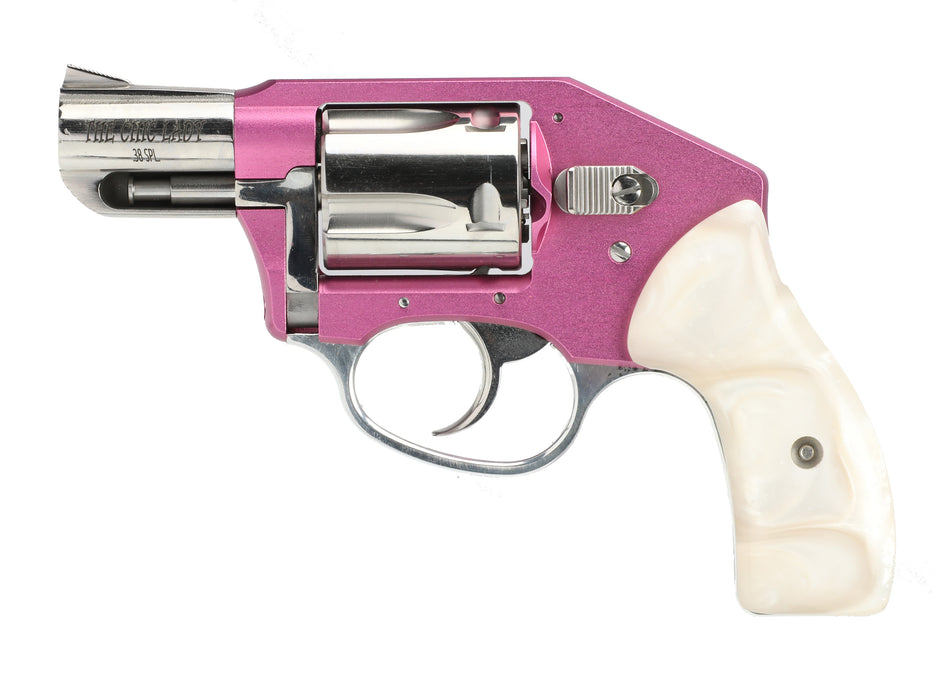 Charter Arms 53852 Chic Lady Off Duty Small 38 Special, 5 Shot 2" High Polished Stainless Steel Barrel & Cylinder, Pink Aluminum Frame, Pearl Grip, Concealed Hammer