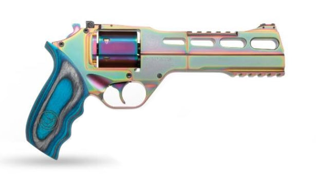 Chiappa Firearms CF340301 Rhino 60SAR Nebula *CA Compliant 357 Mag Caliber with 6" Picatinny Rail/Vent Rib, 6rd Capacity Cylinder, Rainbow PVD Metal Finish & Blue Laminate Grip