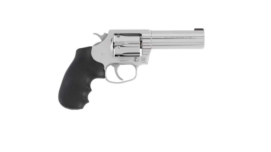 Colt Mfg COBRASB4BB Cobra 38 Special +P 6 Shot 4" Stainless Steel Barrel, Cylinder & Frame, Black Hogue Overmolded Grip, Exposed Hammer
