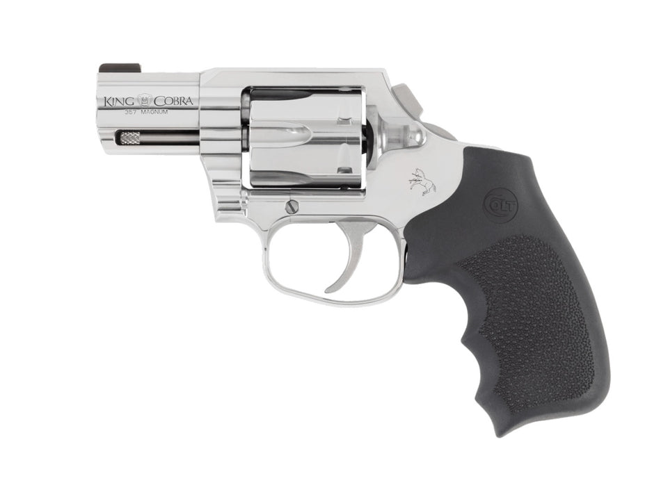 Colt Mfg KCOBRASB2RBB King Cobra 357 Mag 6rd Shot 2" Stainless Steel Barrel, Cylinder & Frame, Black Hogue Overmolded Grip, Exposed Hammer, DAO