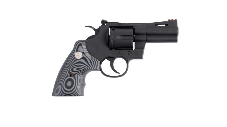Colt Mfg PYTHONBM3FO Python 357 Mag/38 Special 6 Shot 3" Matte Blued Vent Rib Carbon Steel Barrel, Cylinder & Frame, Black/Gray G10 Grip, Exposed Hammer