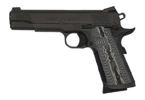 Colt Mfg O1080CCU CCU Government 45 ACP 8+1 5" Stainless National Match Barrel, Matte Black DLC Serrated Stainless Steel Slide & Frame, Black Scalloped G10 Grip, Ambidextrous