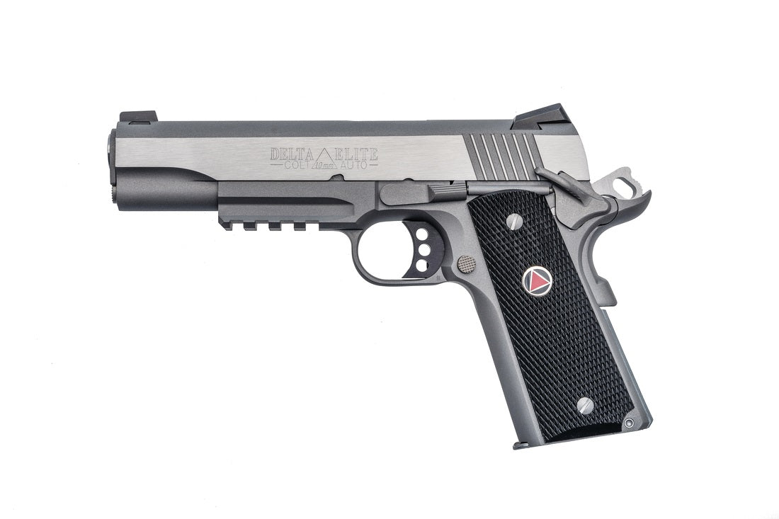 Colt Mfg O2020RG Delta Elite 10mm Auto 8+1 5" Steel Barrel, Stainless Steel Serrated Slide & Frame w/Picatinny Rail, Black Polymer w/Delta Medallions Grips, Ambidextrous