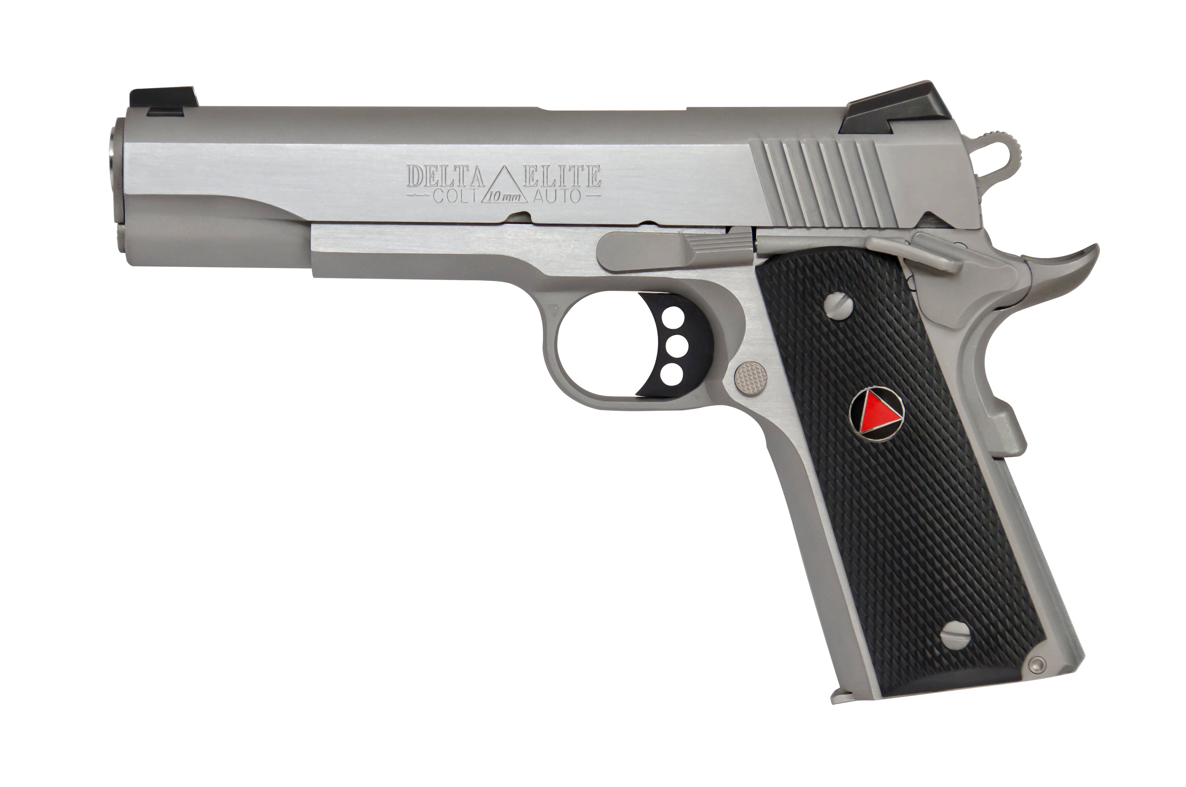 Colt Mfg O2020XE Delta Elite Government 10mm Auto 8+1 5" Steel Barrel, Stainless Steel Serrated Slide & Frame w/Beavertail, Black Polymer w/Delta Medallions Grips, Ambidextrous