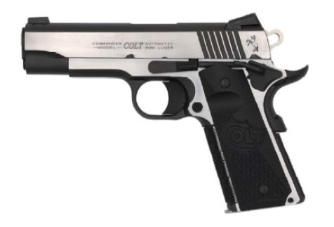 Colt Mfg O4080CE Combat Elite Commander 45 ACP 8+1 4.25" Stainless Steel Barrel, Two-Tone Serrated Stainless Steel Slide & Frame w/Beavertail, Black Scalloped G10 Grip, Ambidextrous