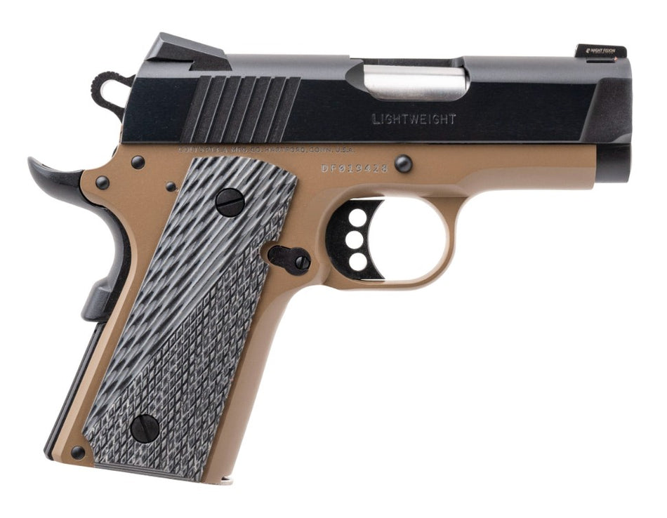 Colt Mfg O7800XEFDE Defender 45 ACP 7+1 3" Black Carbon Steel Serrated Slide, Flat Dark Earth Aluminum Frame w/Beavertail, G10 Grip