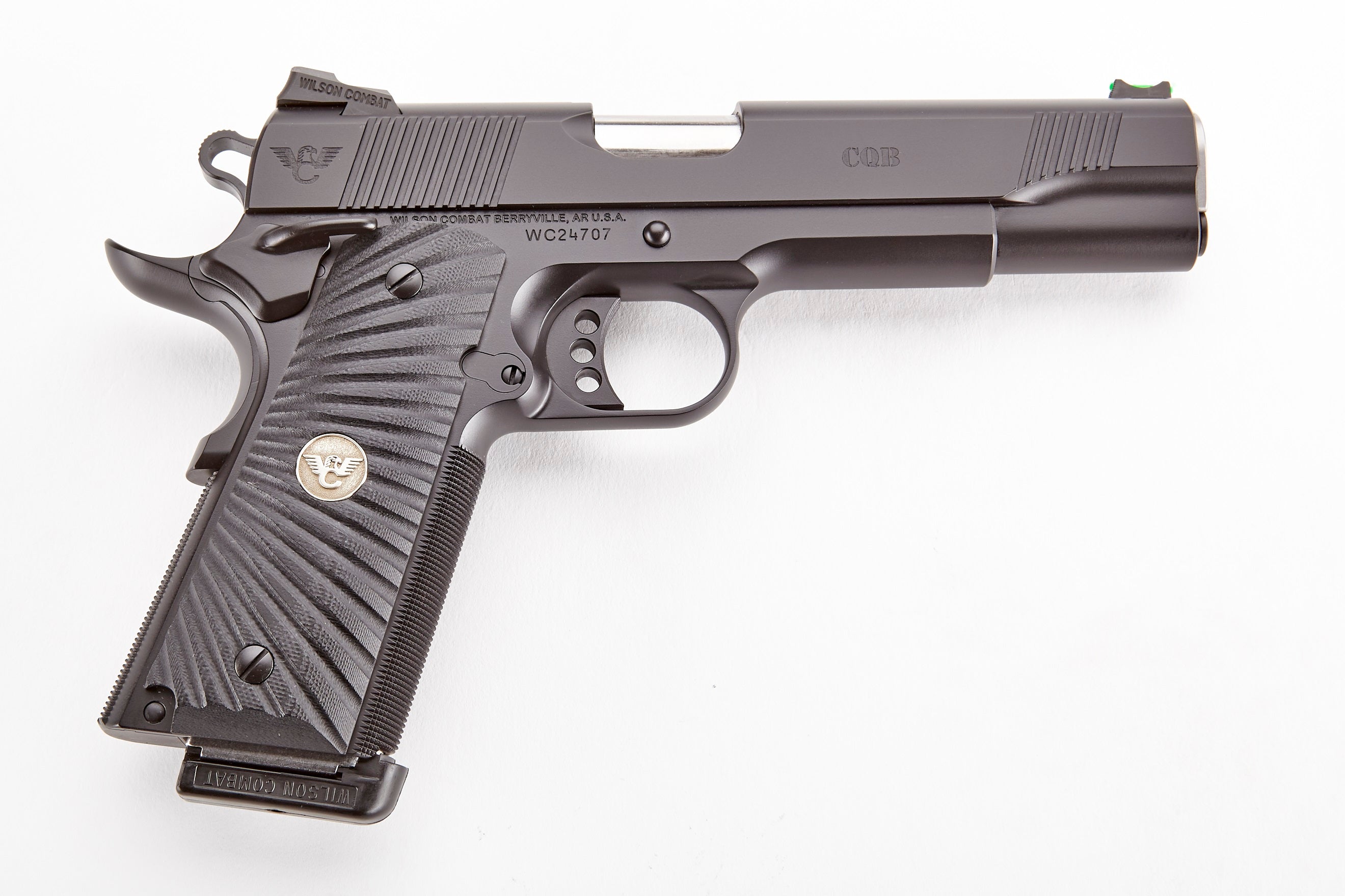 Wilson Combat CQBFS45A CQB Full Size Frame 45 ACP 8+1 5" Match Grade Barrel, Black Serrated Carbon Steel Slide, Black Armor-Tuff Carbon Steel Frame w/Beavertail, Black G10 Starburst Grip