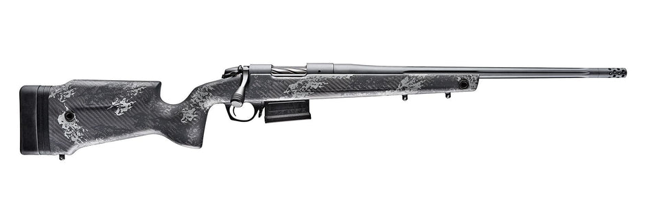 Bergara Rifles B14S752 B-14 Crest 6.5 Creedmoor 3+1 20" Fluted/Threaded, Sniper Gray Cerakote Barrel/Rec, Monte Carlo Carbon Fiber Stock with Black & Gray Splatter, Omni Muzzle Brake