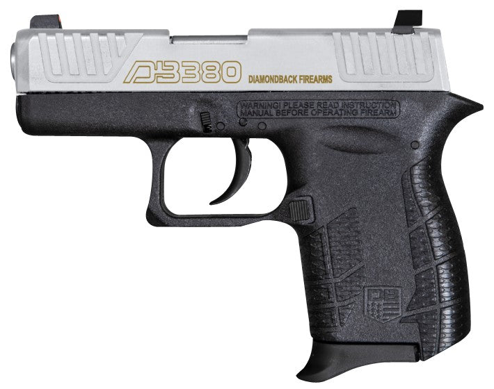 Diamondback DB0100E022 DB380 Gen4 Micro-Compact Frame 380 ACP 6+1, 2.80" Stainless Steel Barrel, Nickel Boron Serrated Stainless Steel Slide, Black Polymer Frame w/Beavertail & Grip