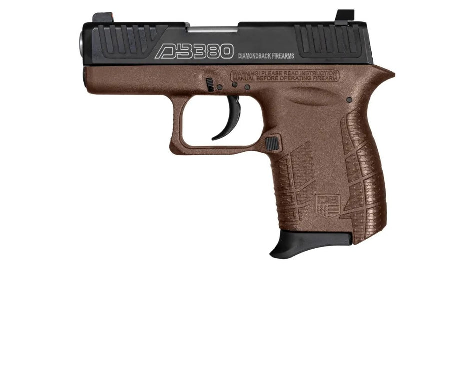 Diamondback DB0100E072 DB380 Gen4 Micro-Compact Frame 380 ACP 6+1, 2.80" Stainless Steel Barrel, Black Nitride Serrated Stainless Steel Slide, Midnight Bronze Polymer Frame w/Beavertail & Grip
