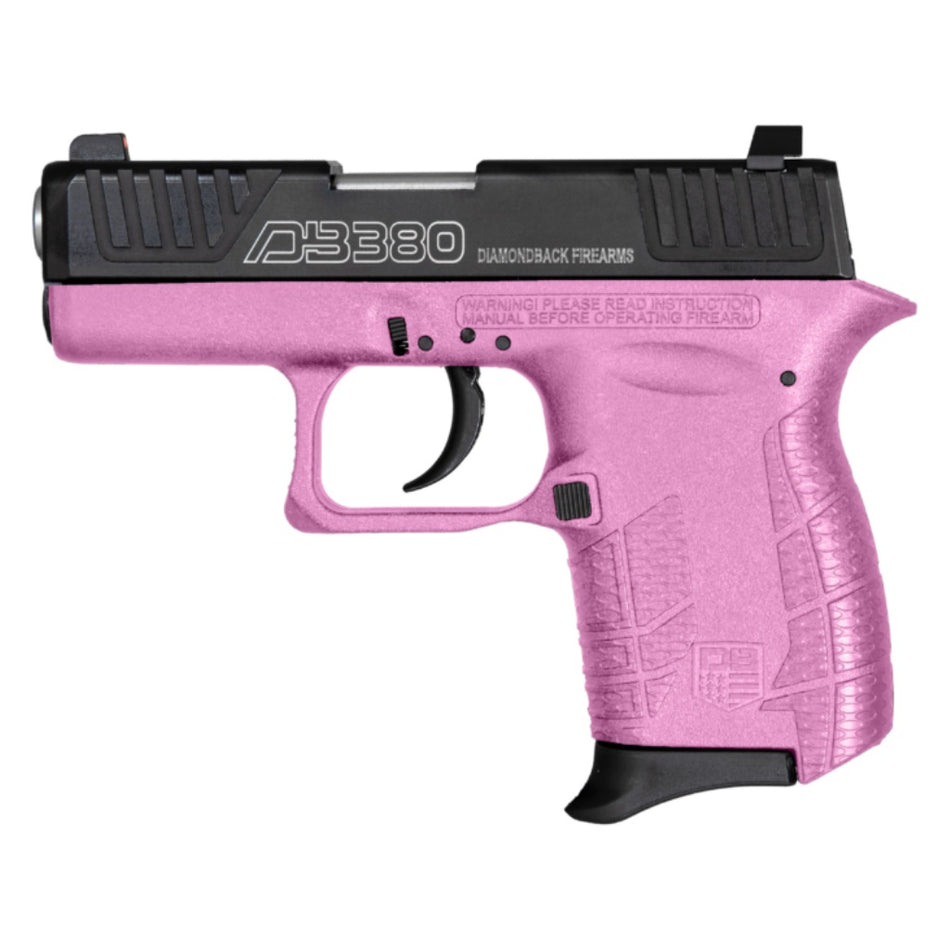 Diamondback DB0100E112 DB380 Gen4 Micro-Compact Frame 380 ACP 6+1, 2.80" Stainless Steel Barrel, Nickel Boron Serrated Stainless Steel Slide, Pink Polymer Frame w/Beavertail & Grip