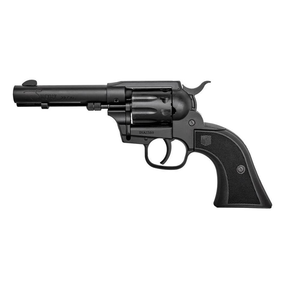 Diamondback DB051CA001 Sidekick 22 LR 9 Shot, 4.50" Black Cerakote Steel Barrel, Black Cerakote Zinc Alloy Frame, Black Cerakote Cylinder, Black Checkered Nylon Grip, Hammer Safety, Exposed Hammer