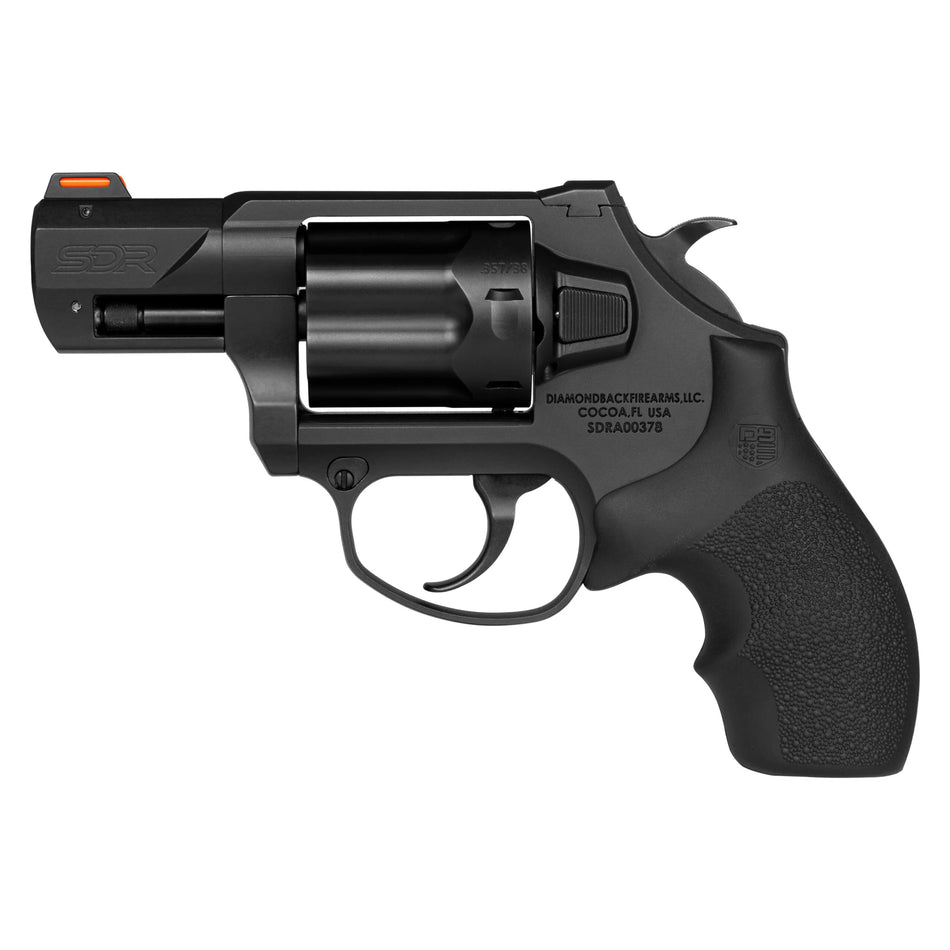Diamondback DB0700S001 SDR Small 357 Mag/38 Special +P 6 Shot 2" Black Nitride Stainless Steel Barrel, Cylinder & Frame, Black Hogue Rubber Grip, Exposed Hammer