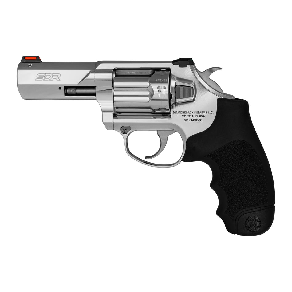 Diamondback DB0700S703 SDR 357 Mag/38 Special +P 6 Shot 3" Polished Stainless Steel Barrel, Cylinder & Frame, Black Hogue Rubber Grip, Exposed Hammer