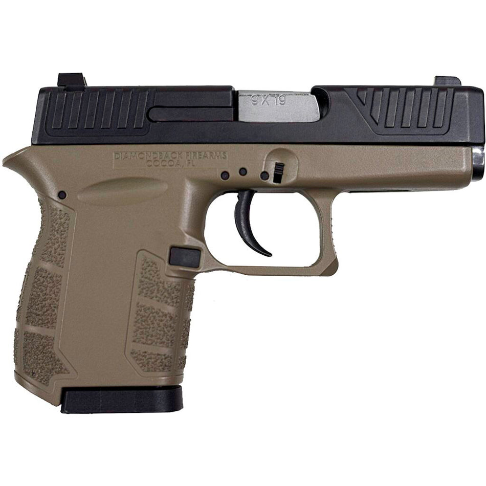 Diamondback DB0200P061 DB9 Gen4 Micro-Compact Frame 9mm Luger 6+1, 3.10" Stainless Steel Barrel, Black Nitride Serrated Stainless Steel Slide, Flat Dark Earth Polymer Frame & Grip