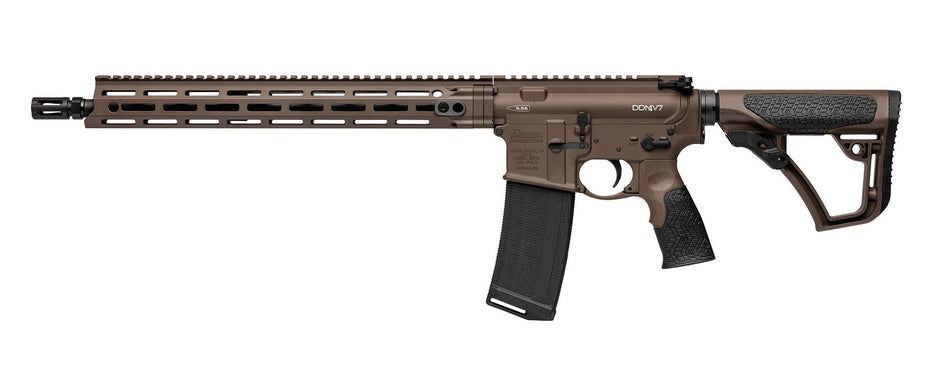 Daniel Defense 0212802338047 DDM4 V7 5.56x45mm NATO 30+1 16" Threaded Barrel w/Flash Suppressor, Mil-Spec Brown Cerakote, 6 Position Stock w/SoftTouch Overmolding