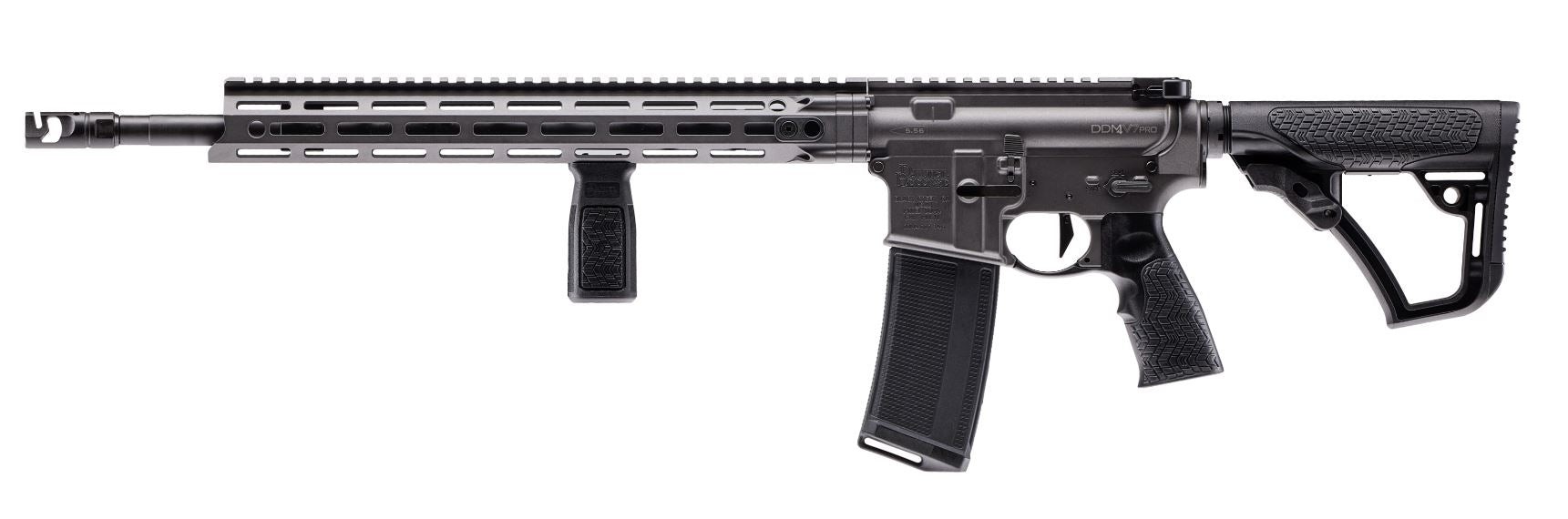 Daniel Defense 0212810739047 DDM4 V7 Pro 5.56x45mm NATO 18" 30+1, Cobalt Rec, Black OEM Overmolded Stock & Grip, Geissele Trigger
