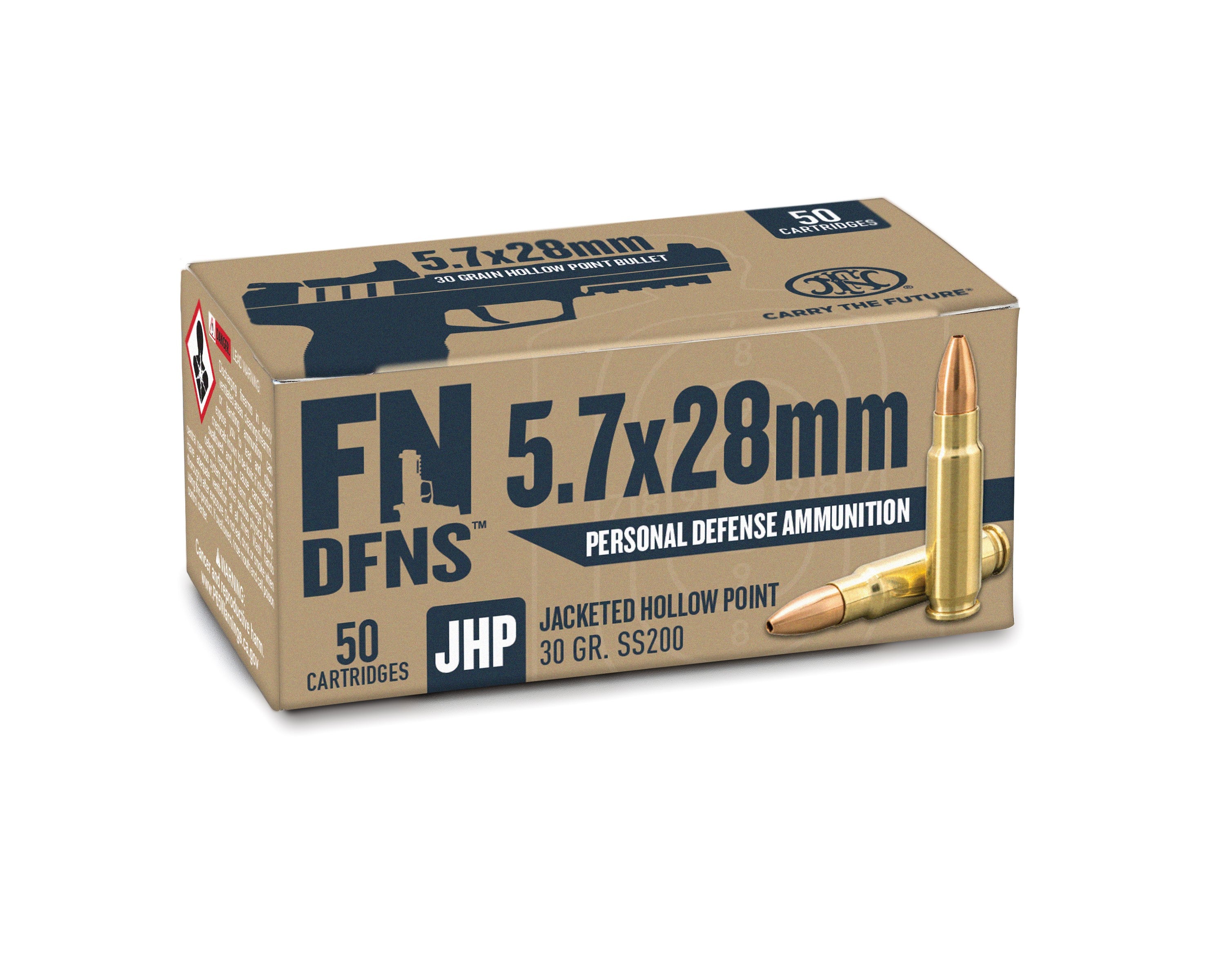 FN DFNS SS200 5.7x28mm FN 30 grain Jacketed Hollow Point ammunition