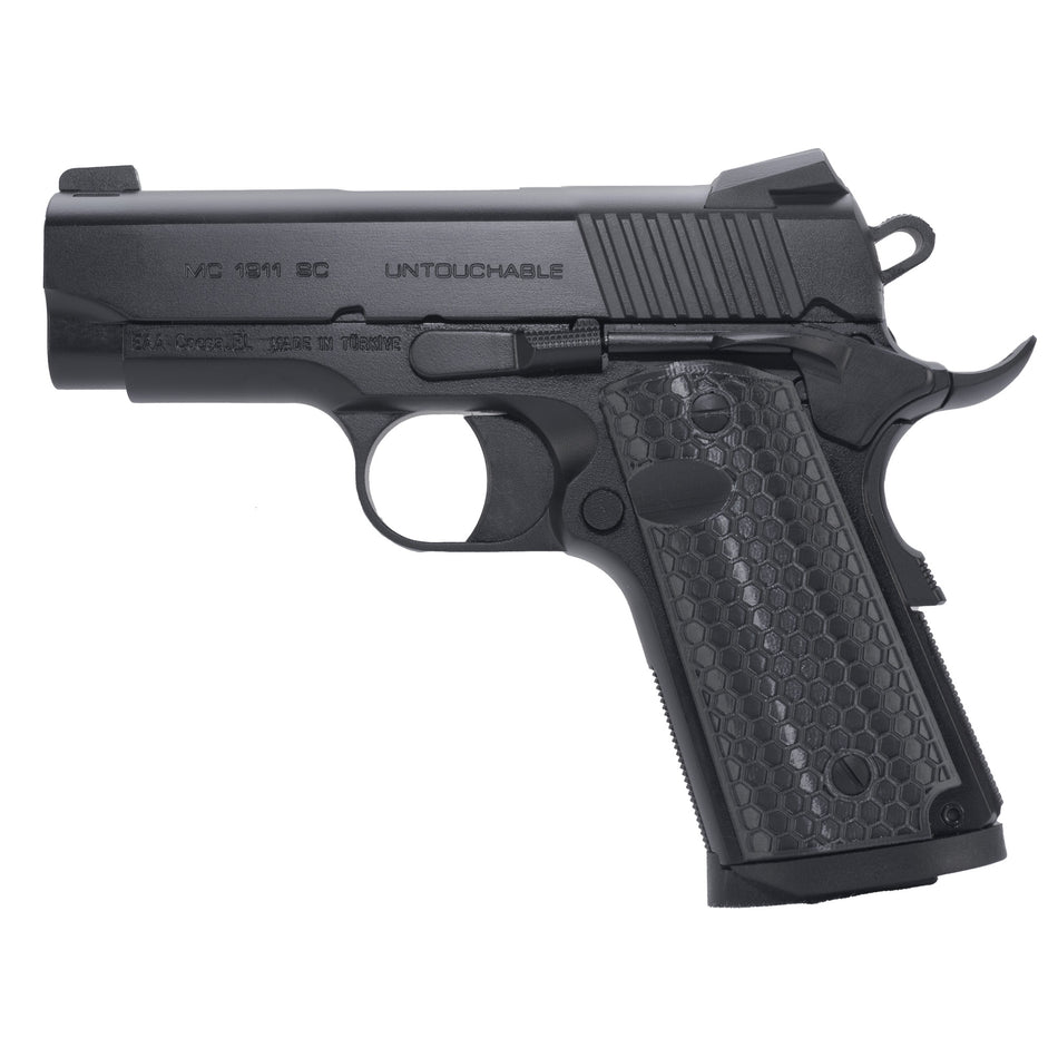 EAA GIRSAN 392050 MC1911 SC Untouchable Sub-Compact Frame 45 ACP 6+1 3.40" Black Steel Barrel, Black Serrated Steel Slide & Frame w/Beavertail, Black Polymer Grip