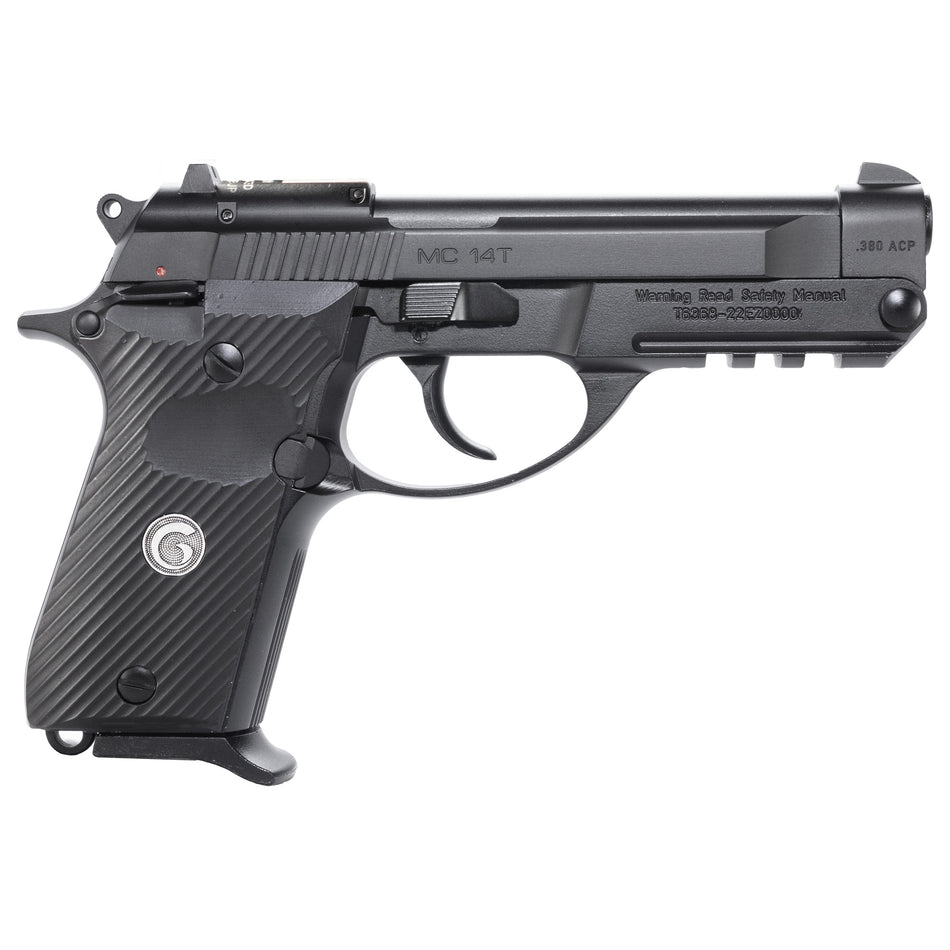 Girsan 390852 MC 14T *CA Compliant 380 ACP 10+1 4.50" Black Tip-Up Barrel, Black Steel Serrated Slide, Black Polymer Frame w/Accessory Rail, Textured Grip, RMSc Footprint