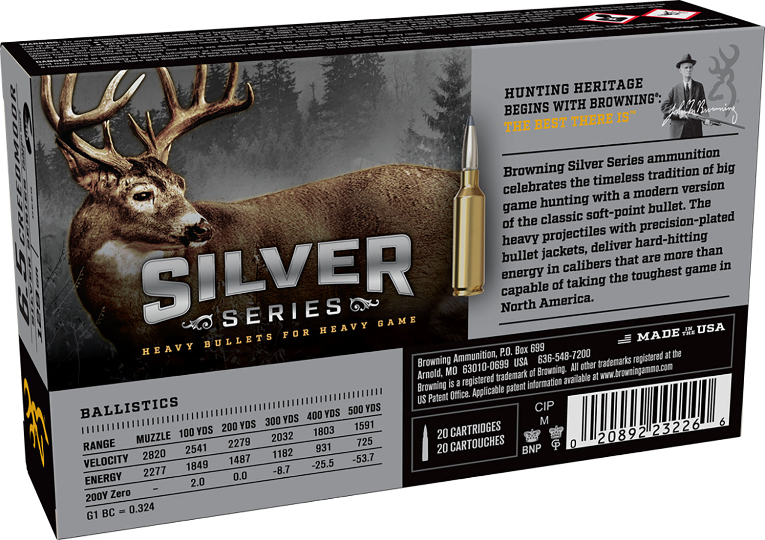Browning Silver Plated Soft Point 129 Grain 6.5mm Creedmoor 2277 ft lbs