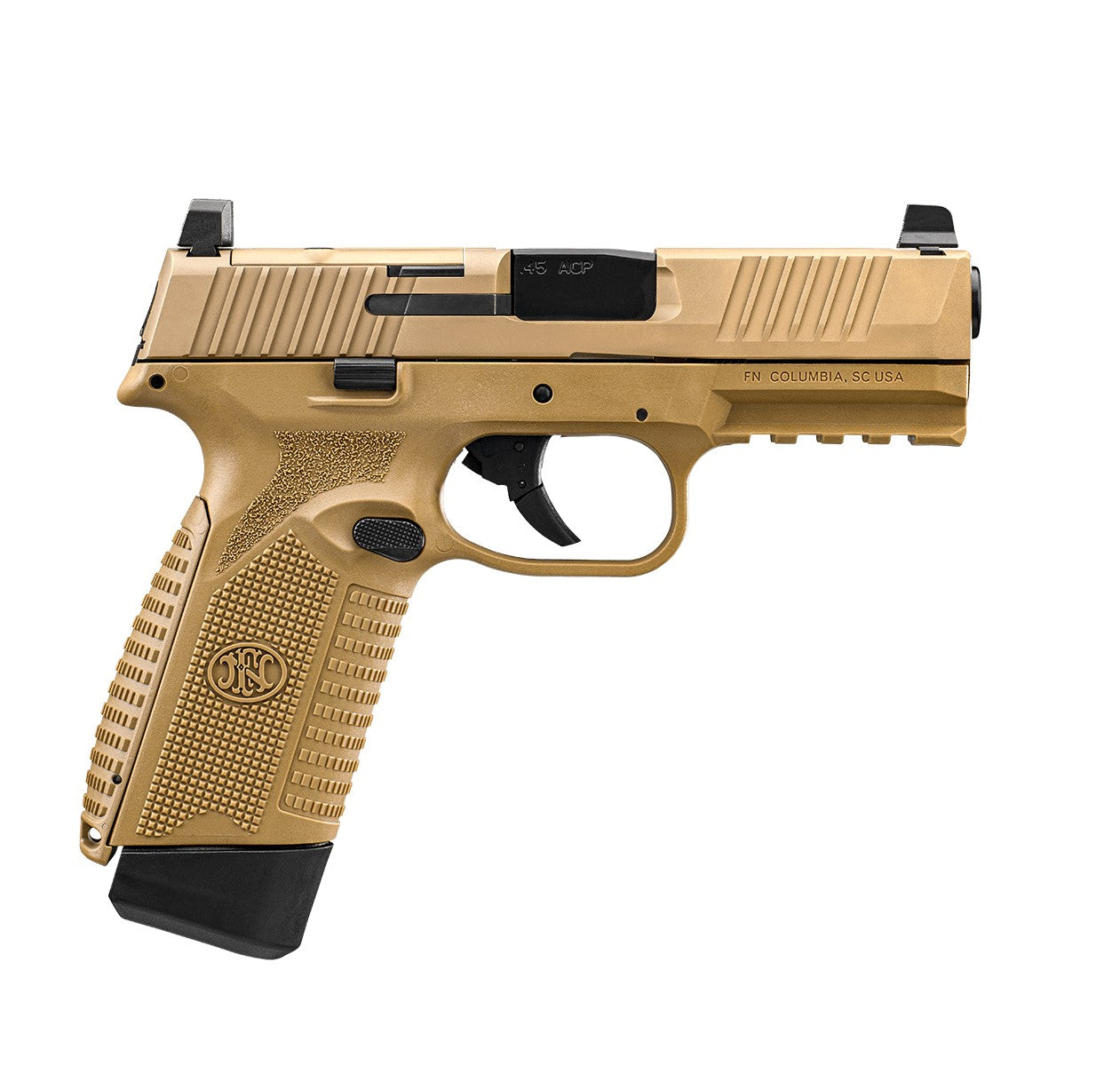 FN 66101390 545 MRD Full Size 45 ACP 10+1 4.10" Black Hammer Forged/Target Crown Barrel/ Flat Dark Earth Optic Cut/Serrated Slide/Flat Dark Earth Polymer Frame w/Picatinny Rail, Ambidextrous
