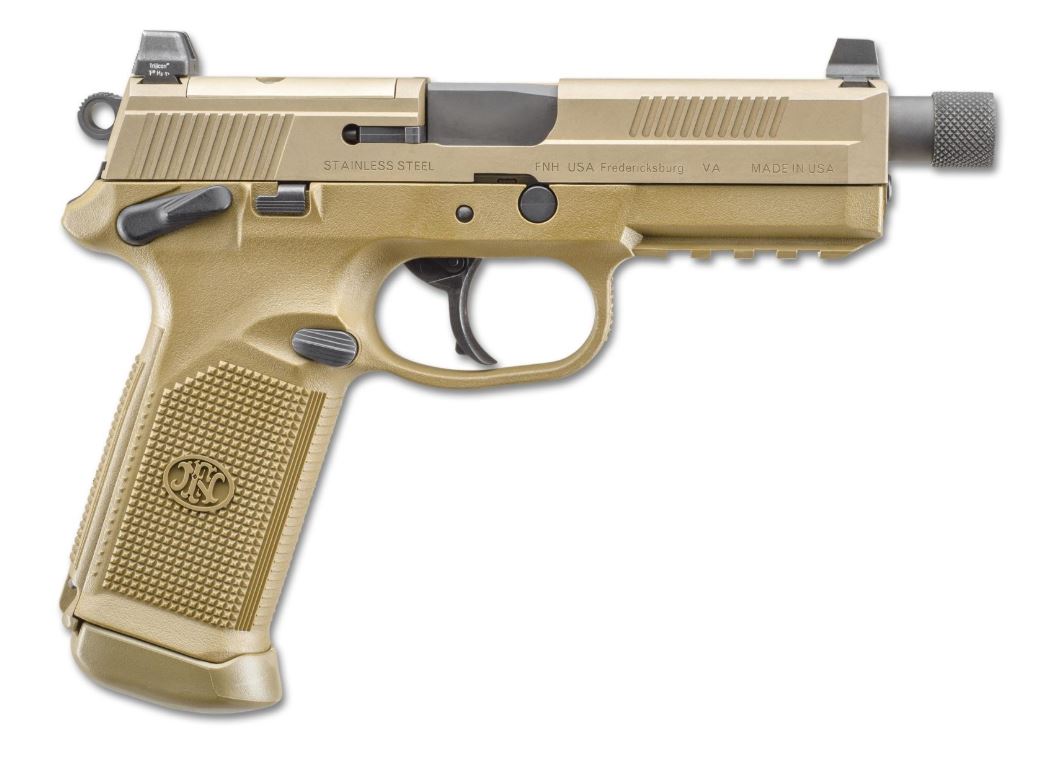 FN 66968 FNX Tactical 45 ACP 5.30" Threaded Barrel 15+1 , Flat Dark Earth , Manual Safety , Night Sights