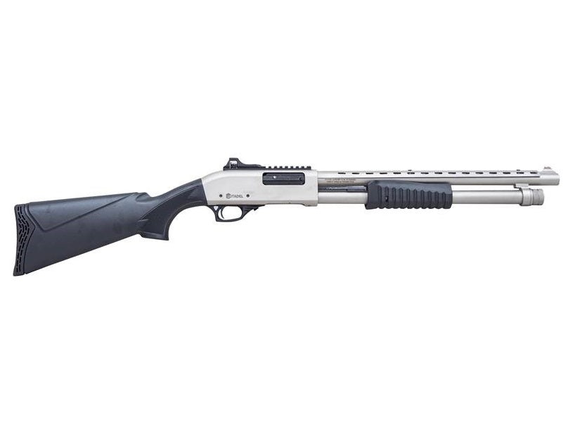 Citadel FRMN2020SYN Mariner Full Size 20 Gauge Pump 3" 4+1 18.50" Nickel Finished Heat Shield Barrel, Nickel Finished Aluminum Receiver w/Picatinny Rail, Black Fixed Synthetic Stock