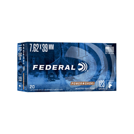 Federal PowerShok 7.62x39mm 123 grain Jacketed Soft Point ammunition