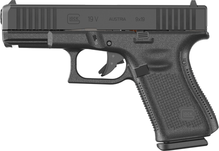 Glock UV1950201 G19 V Compact 9mm Luger 15+1 4.02" Black Barrel & Steel Serrated Slide, Black Polymer Frame w/Accessory Rail, Interchangeable Backstrap