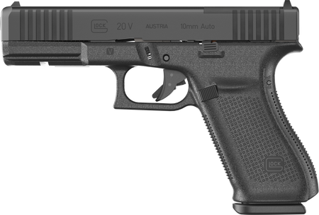Glock UV2050203MOS G20 V MOS Standard 10mm Auto 15+1 4.61" Black Barrel, Black nDLC Steel Optic Ready/Serrated Slide, Black Polymer Frame w/Accessory Rail, Interchangeable Backstrap, Ambidextrous