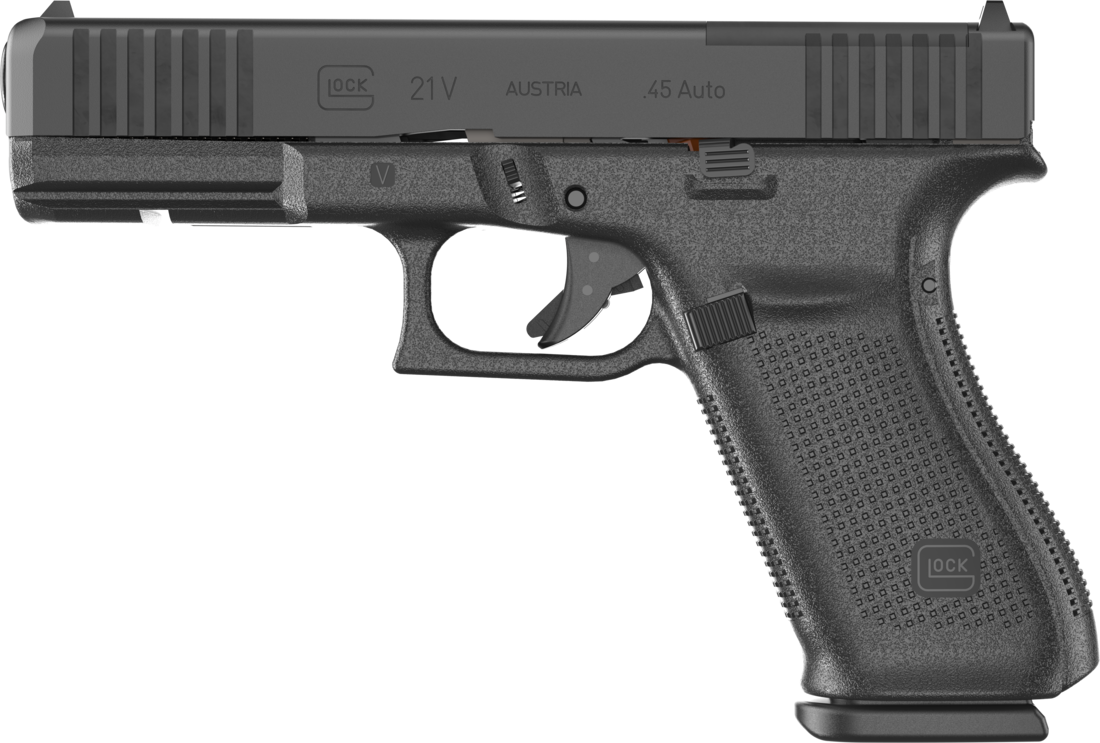 Glock UV2150203MOS G21 V MOS Full Size 45 ACP 13+1 4.61" Black GMB Barrel, Black nDLC Steel Optic Ready/Serrated Slide, Black Polymer Frame w/Accessory Rail, Textured Polymer Grip, Ambidextrous
