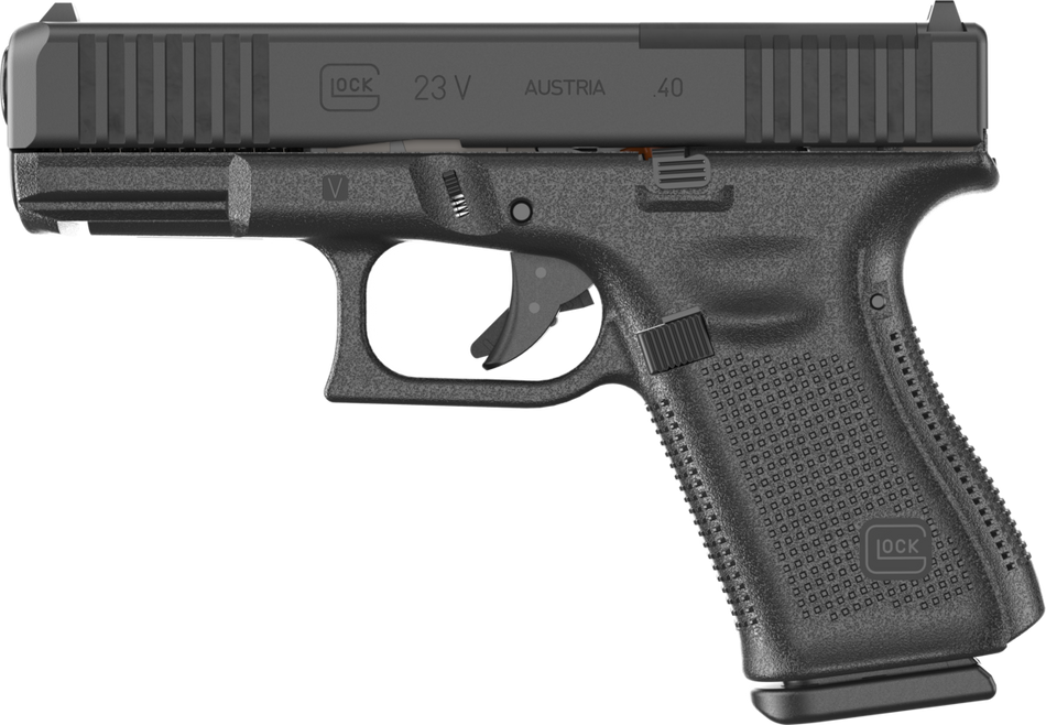 Glock PV2350203MOS G23 V MOS 40 S&W 13+1 4.02" Black GMB Barrel, Black nDLC Steel Optic Ready/Serrated Slide, Black Polymer Frame w/Accessory Rail, Interchangeable Backstrap Grip, Ambidextrous