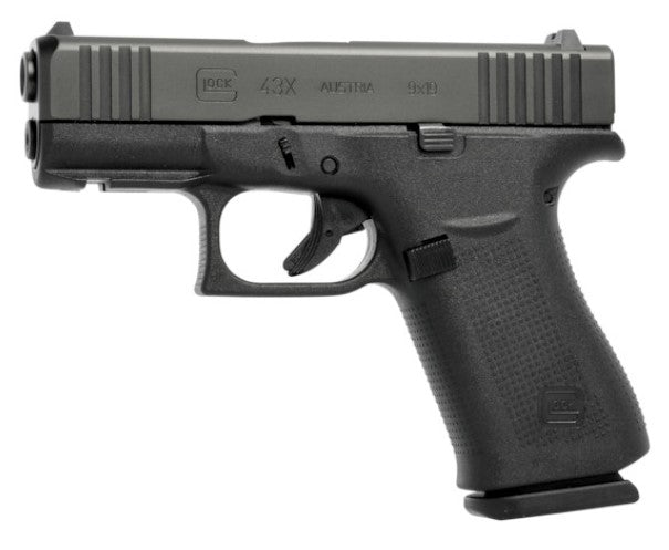 Glock UX4350203FR G43X 9mm Luger 15+1 3.41" Black GMB Barrel, Black Steel Serrated w/Optic Slide, Black Polymer Frame w/Accessory Rail, Ambidextrous, USA Made