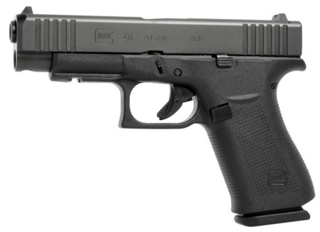 Glock PA4850203FR G48 Slim Compact 9mm Luger 15+1 4.17" Black GMB Barrel, Black nDLC Optic Ready/Serrated Steel Slide, Black Polymer Frame w/Beavertail & Front Rail, Black Textured Polymer Grip, Righ