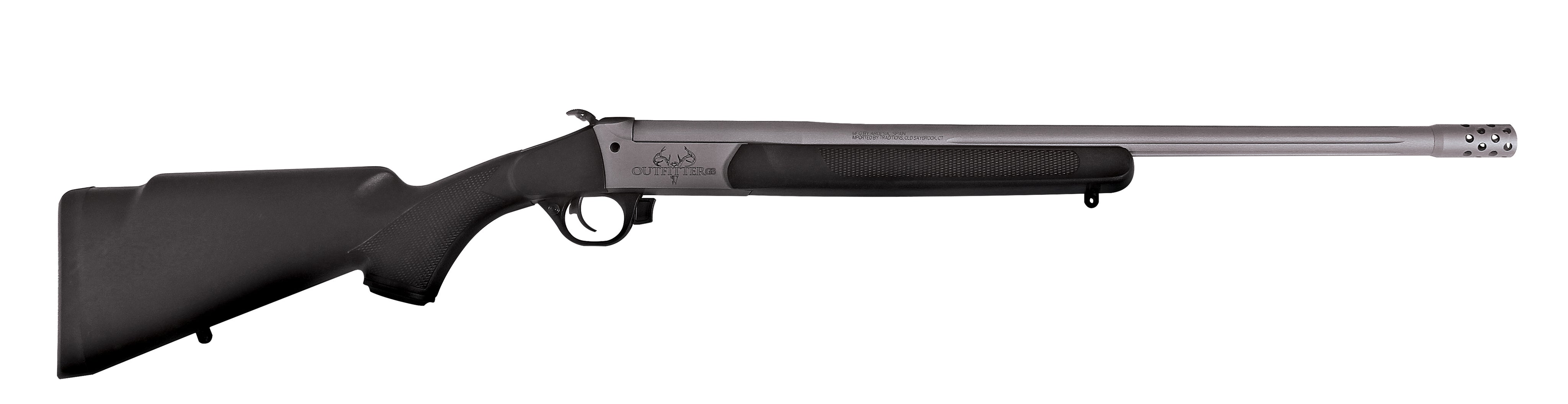 Traditions CR471130T Outfitter G3 Full Size 45-70 Gov 1rd 22" Stainless Cerakote Fluted Threaded Barrel, Drilled & Tapped Steel Receiver, Fixed Black Synthetic Stock, Right Hand
