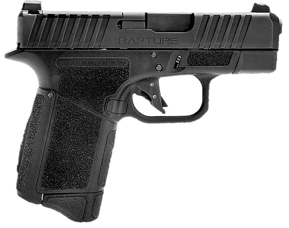 Gforce Arms GF932512BB Rapture Sub-Compact Frame 9mm Luger 12+1 3.25" Black Steel Barrel, Black Steel Optic Cut/Serrated Slide, Black Cerakote Polymer Frame, Shield RMSc/RMR Footprint