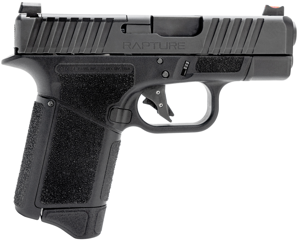 Gforce Arms GF932512 Rapture Sub-Compact 9mm Luger 12+1 3.25" Black Steel Barrel, Black Optic Cut/Serrated Slide, Polymer Frame, Black Textured Grip