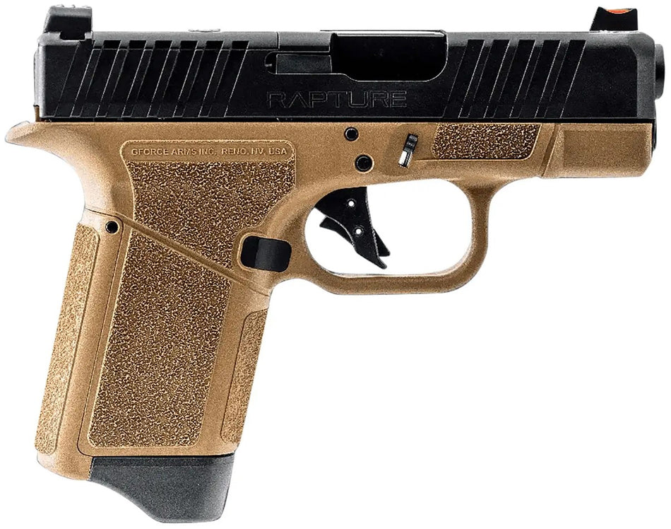 Gforce Arms GF932512FB Rapture Sub-Compact Frame 9mm Luger 12+1 3.25" Black Steel Barrel, Black Steel Optic Cut/Serrated Slide, Flat Dark Earth Cerakote Polymer Frame, Shield RMSc/RMR Footprint