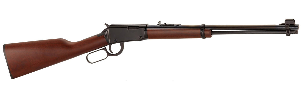 Henry H00122 Classic 22 S/L/LR 15/17/21+1 18.50" Blued Round Barrel, Black Aluminum Grooved Receiver, American Walnut Straight Grip Stock