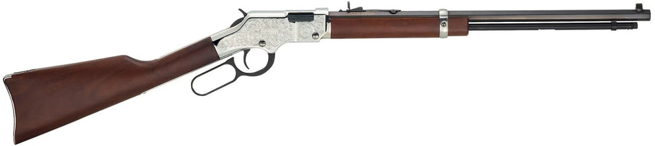 Henry H004SE Silver Eagle Full Size 22 Short/ 22 Long/ 22 LR (16 LR/21 Short) 20" Blued Barrel, Nickel-Plated Metal Finish, American Walnut Stock Right Hand