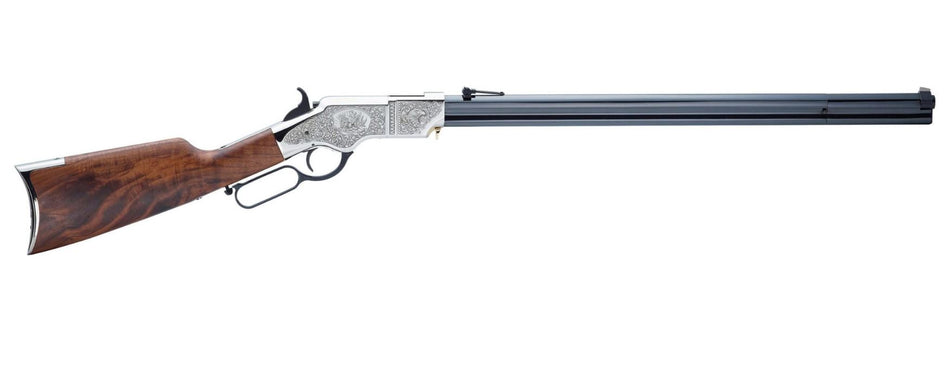 Henry H011SD Original Silver Deluxe Full Size 44-40 Win 13+1 24.50" Blued Octagon Barrel, Engraved Nickel-Plated Steel Receiver, American Walnut Wood Stock Right Hand