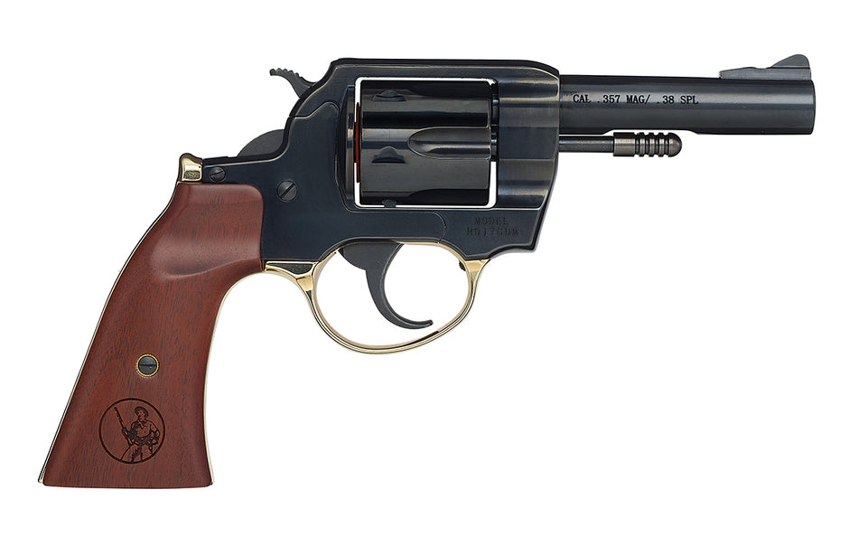 Henry H017GDM Gunfighter 357 Mag/38 Special 6rd 4" Blued Steel Barrel, Blued Cylinder, Blued Polished Steel Frame, Walnut Gunfighter Grip Transfer Bar Safety