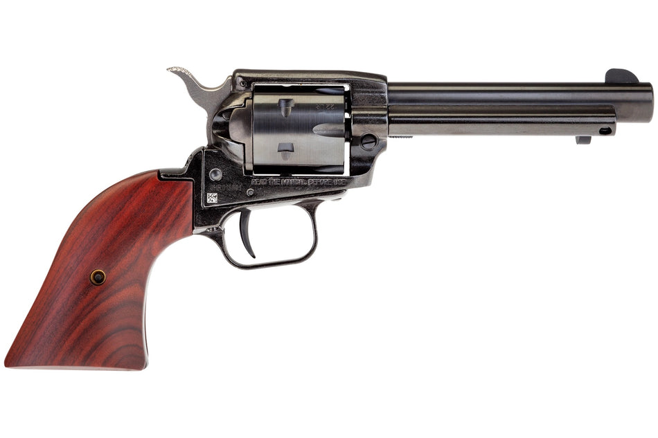 Heritage Mfg RR22B4 Rough Rider 22 LR 6 Shot, 4.75" Black Steel Barrel, Black Zinc Alloy Frame, Black Cylinder Cocobolo Grip, Hammer/Thumb Safety, Exposed Hammer