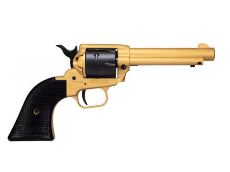 Heritage Mfg RR22S4 Rough Rider 22 LR 6 Shot 4.75" Gold Cerakote Steel Barrel & Frame, Black Satin Cylinder, Black Polymer Grips Features Black Accents