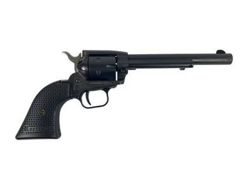 Heritage Mfg SRR22MBS6PG Rough Rider 22 LR/22 WMR 6 Shot/ 6.50" Black Satin Steel Barrel, Frame & Cylinder, Black Polymer Grip, Hammer/Thumb Safety, Exposed Hammer